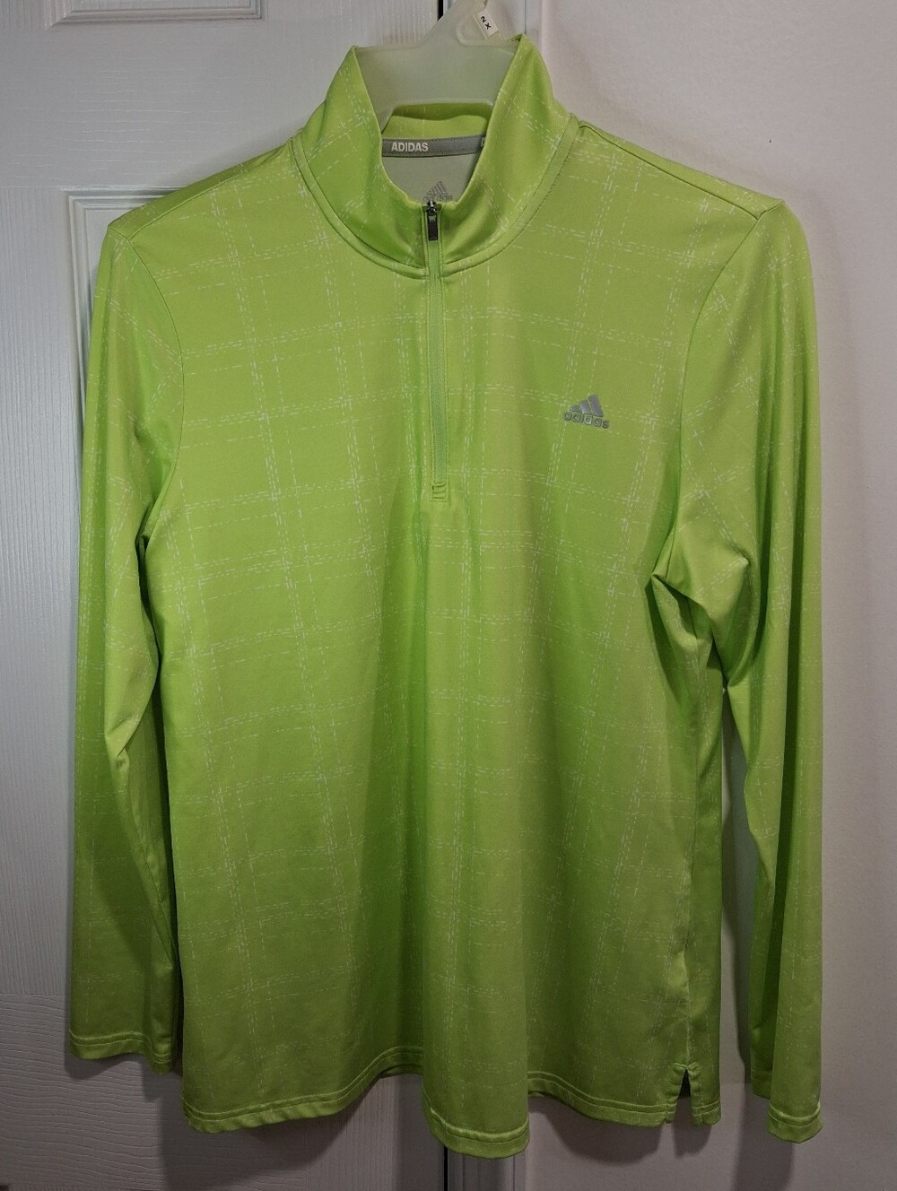 Adidas Lime Green Long-Sleeve Half-Zip Activewear Top